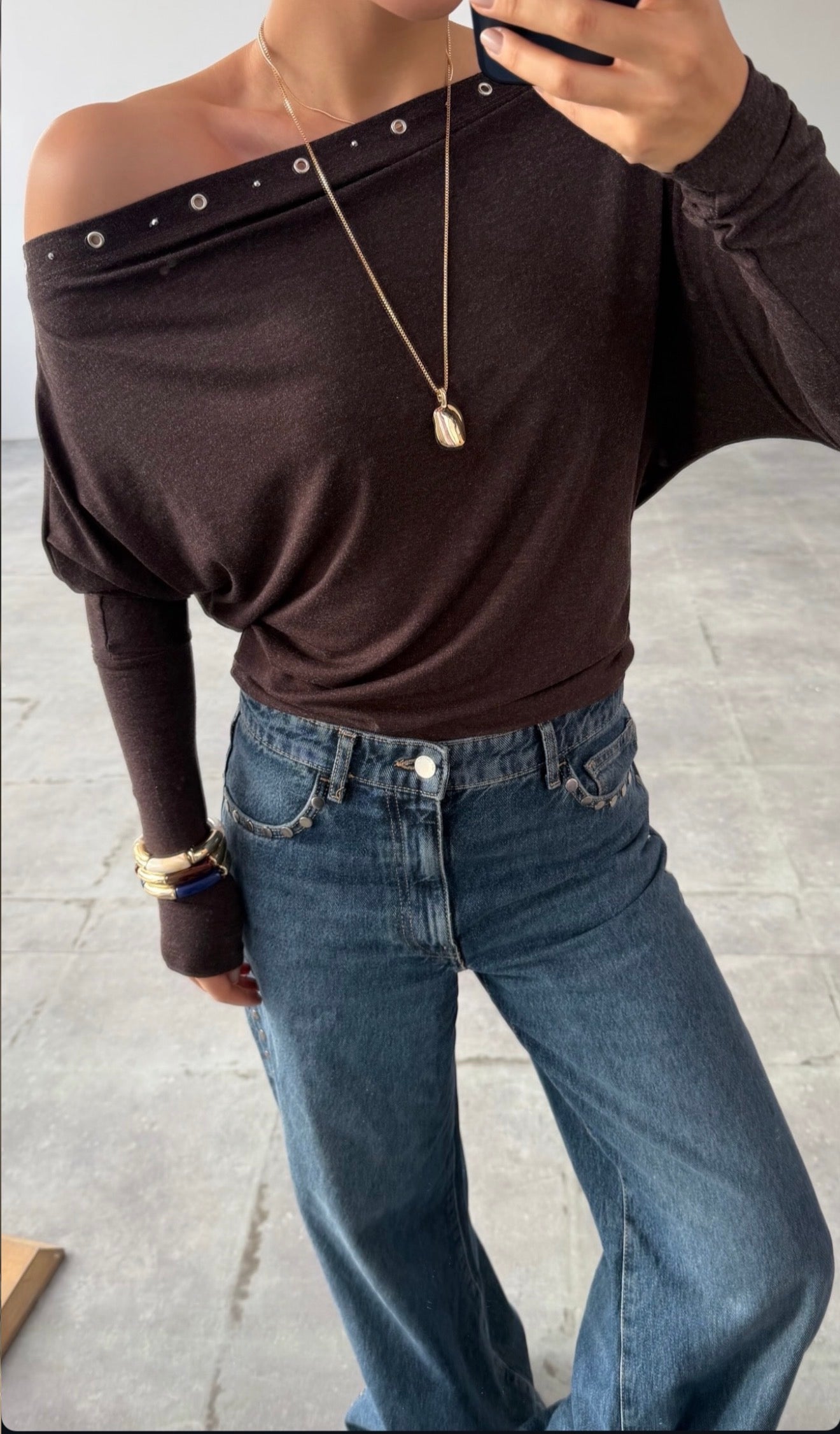 Offshoulder Studded Top