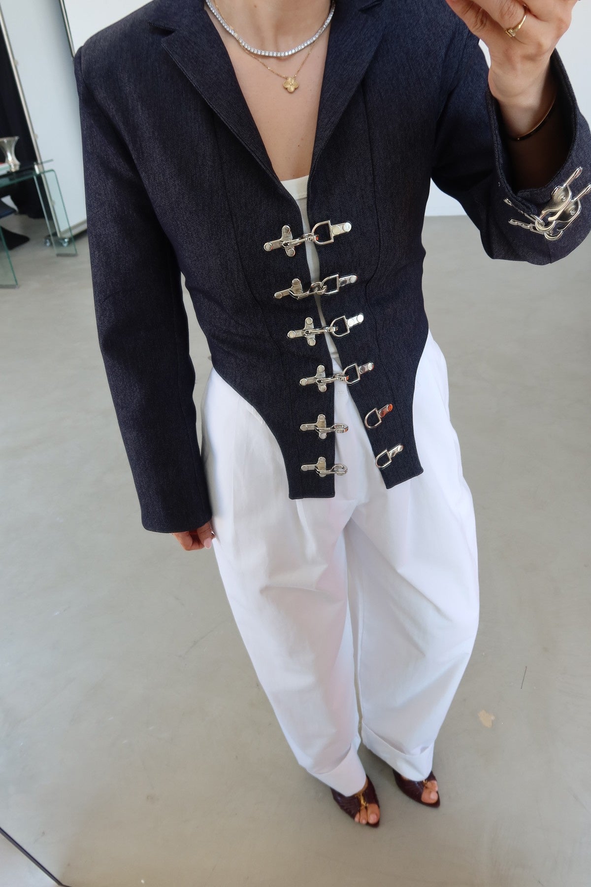 Clasp Detail Denim Jacket
