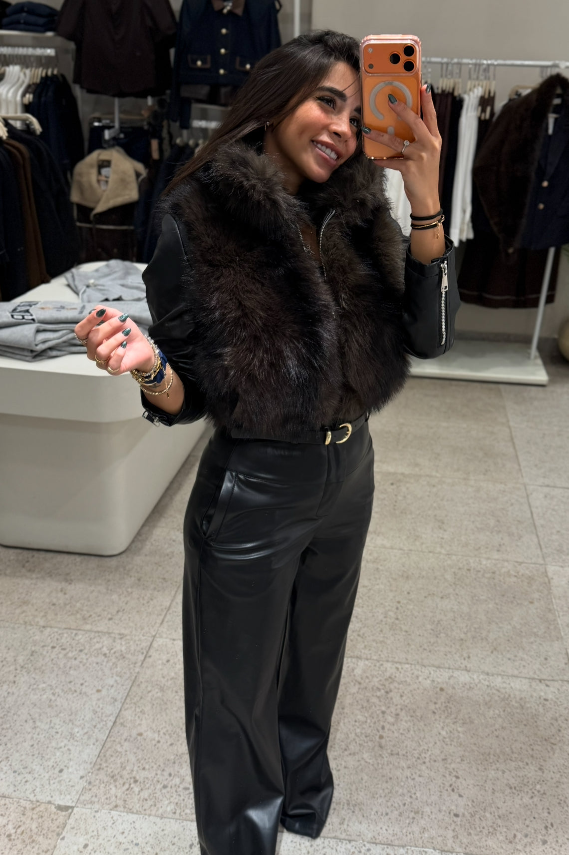 High-Waist Faux Leather Pants