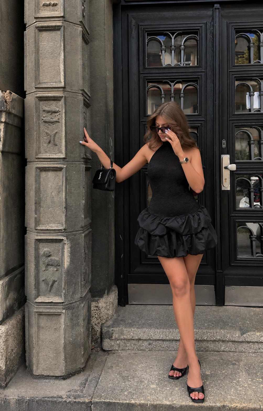 Lace Ruffle Mini Dress