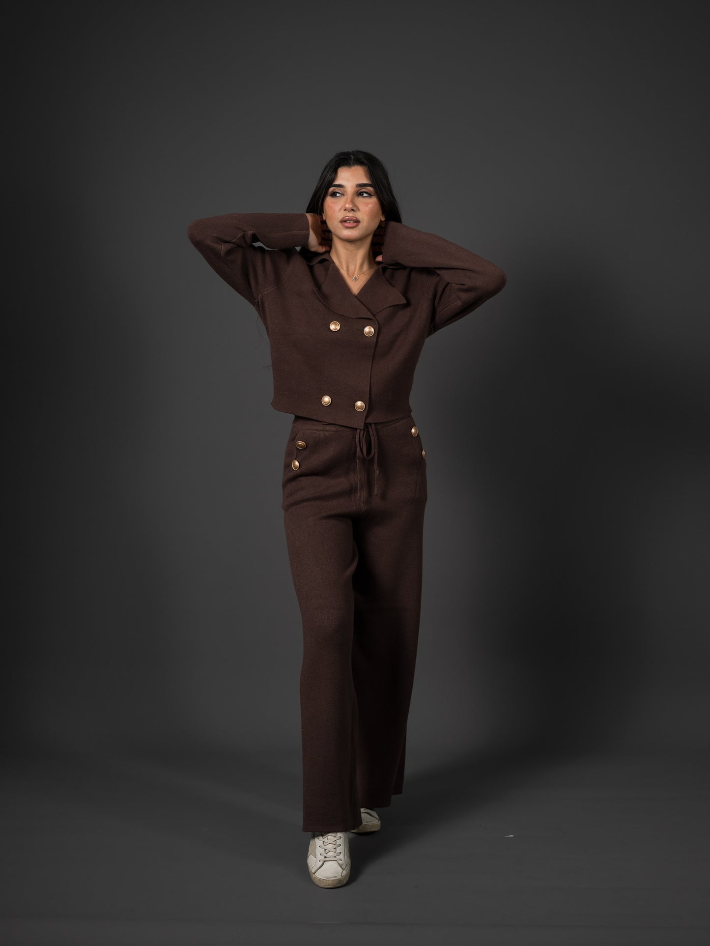 Gold-Button Knit Set