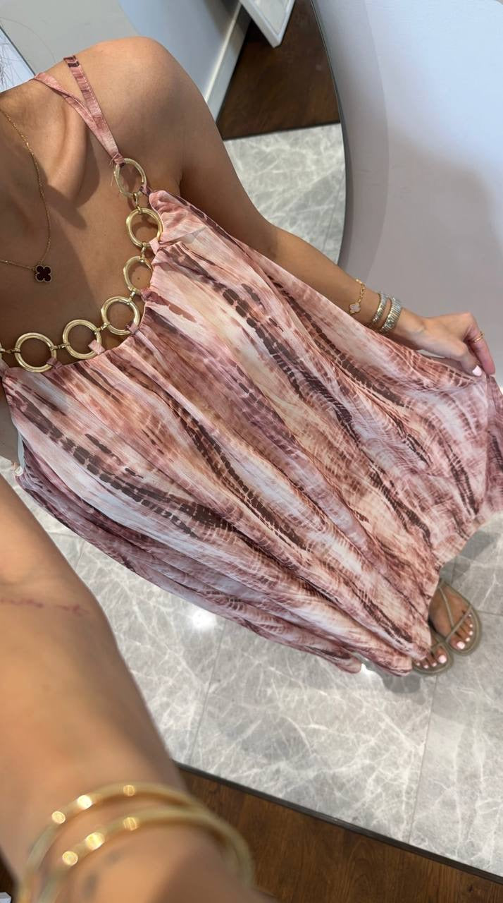 Gold Chained Printed Dress