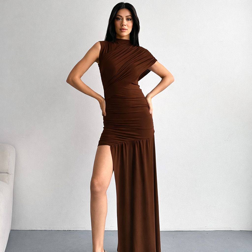 Asymmetric Ruched Dress