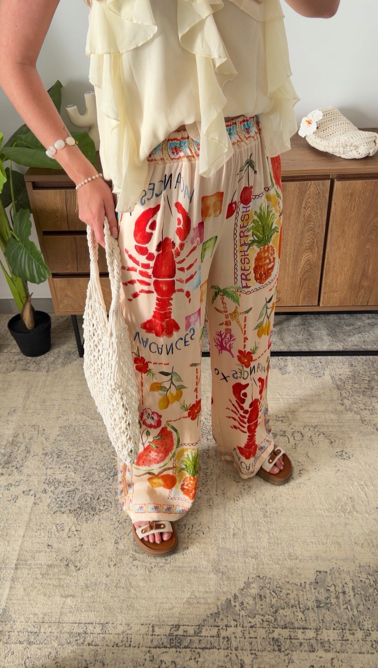 Lobster Printed Satin Pants
