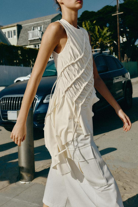 Asymmetrical Ruched Sleeveless Top