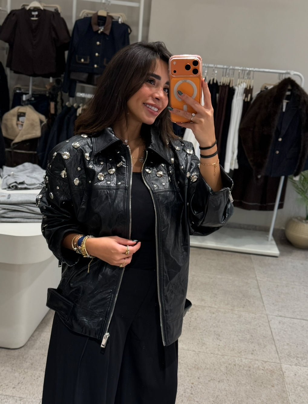 Studded Black Leather Jacket