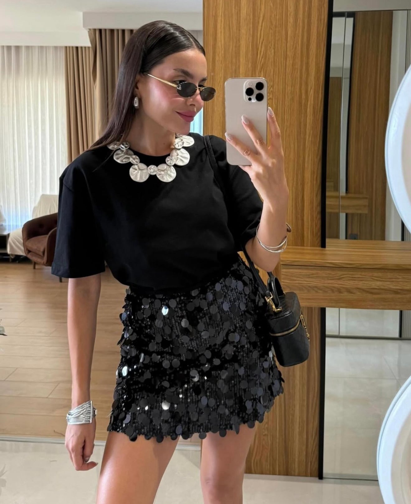 Black Sequin Skirt