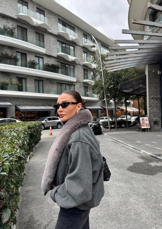 Plush Fur Collar Jacket