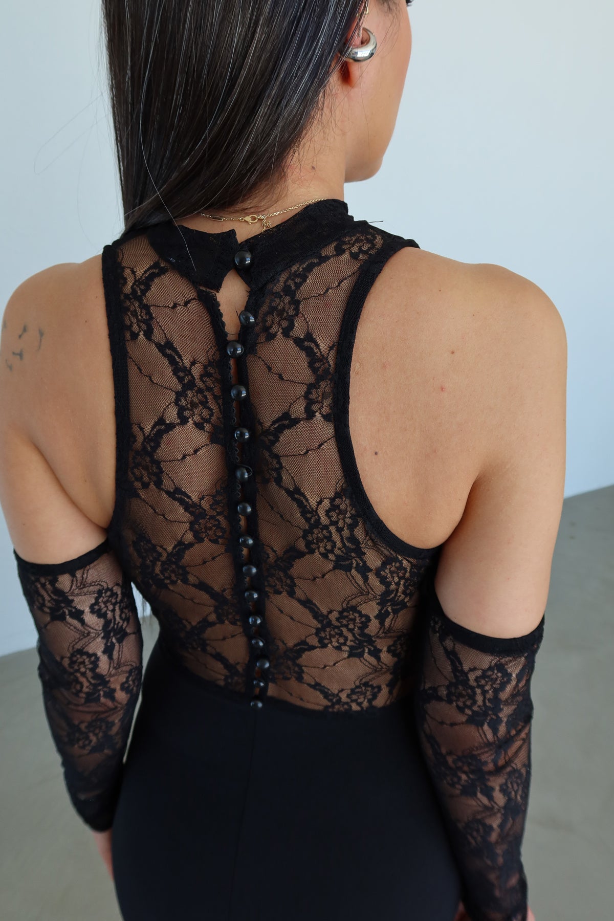 Lace-back Rushed Dress