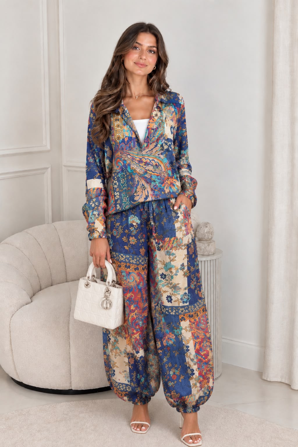 Printes Satin Set