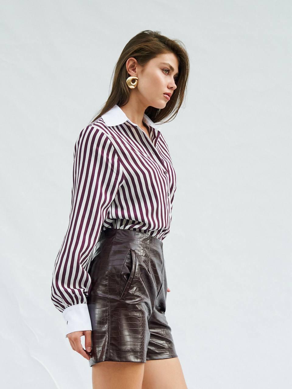 Croc-Embossed leather shorts