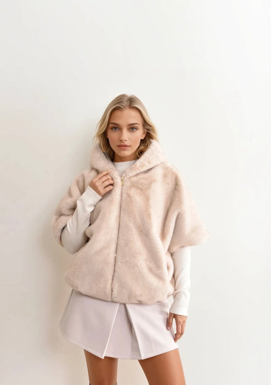 Hooded Fur Poncho