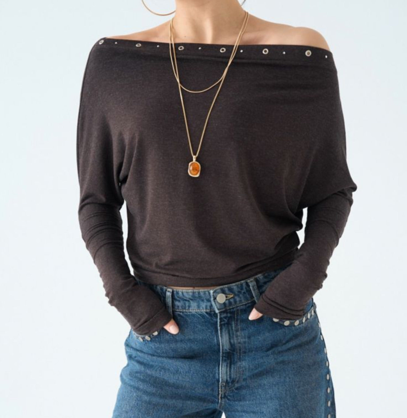 Offshoulder Studded Top