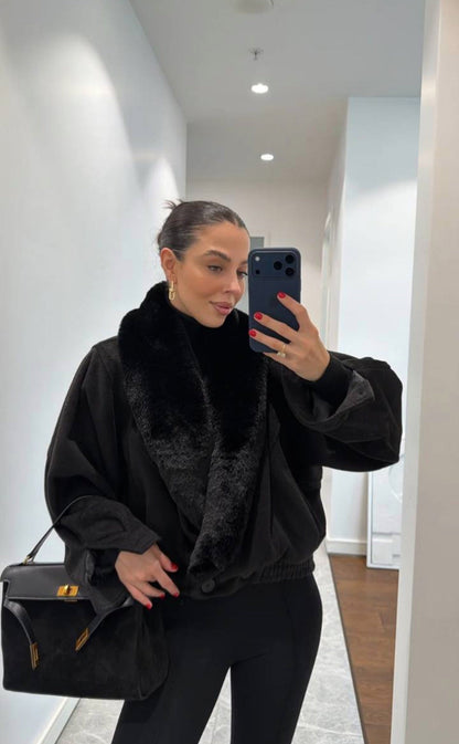 Plush Fur Collar Jacket