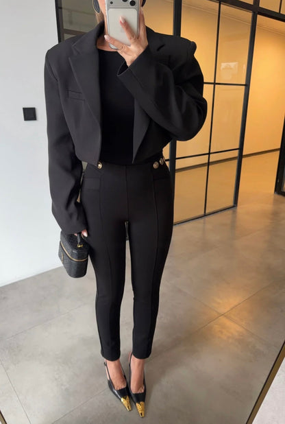 Button-Detail Tights