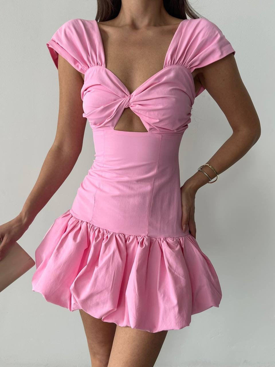 Pink Bubble Hem Mini
