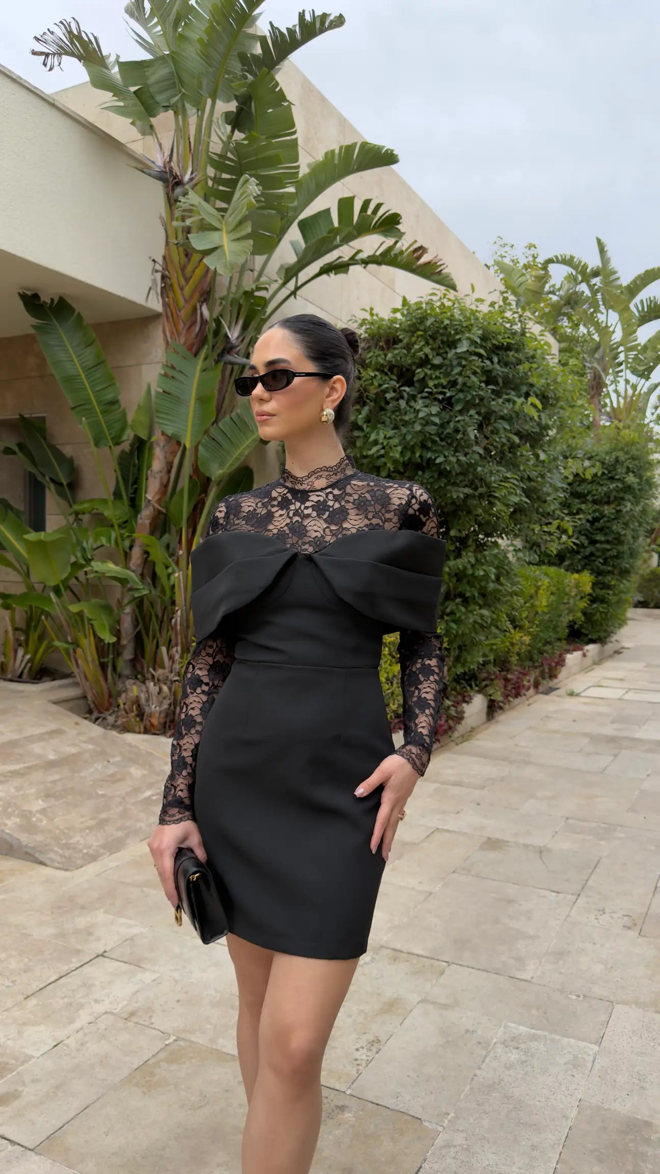 Structured Bow Lace Dress