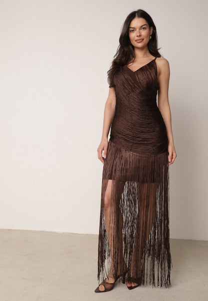 Fringes Asymmetrical Maxi Dress