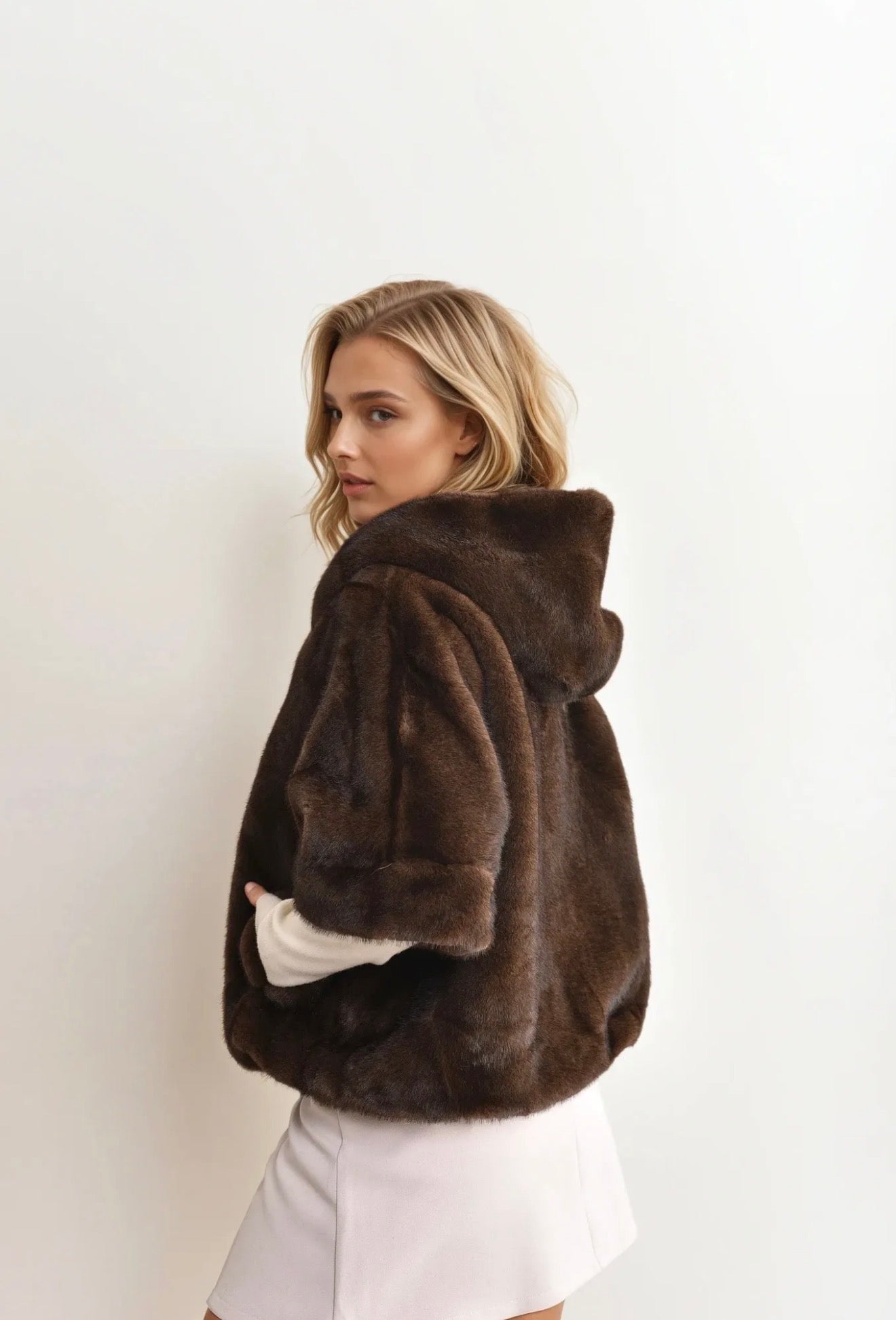 Hooded Fur Poncho