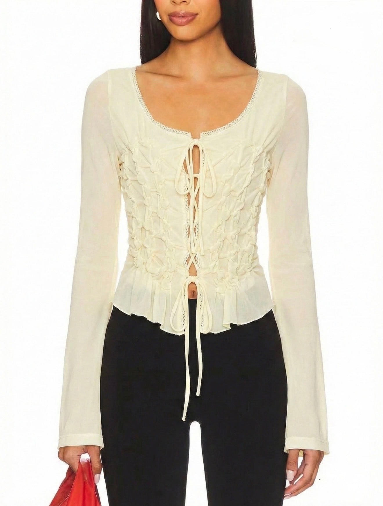 Mesh Rushed Top