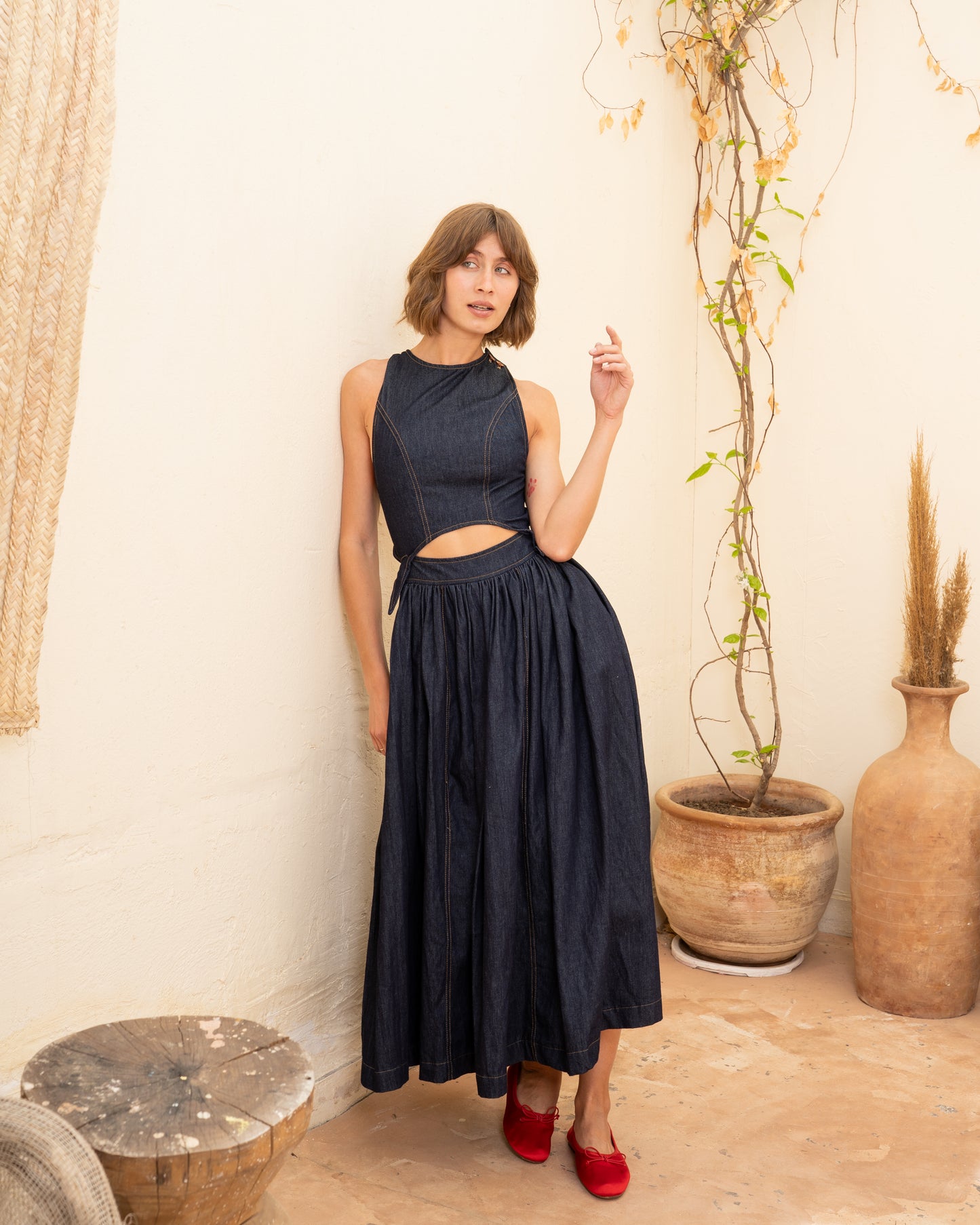 Denim Cut-Out Maxi