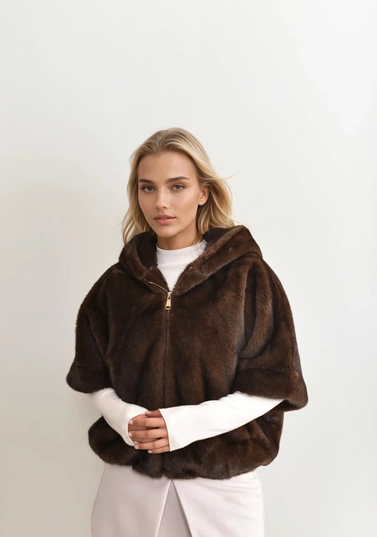 Hooded Fur Poncho