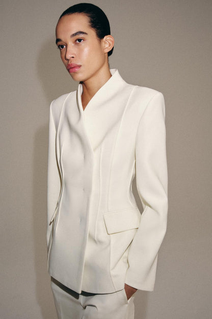 Ribbed Double-Breasted Blazer
