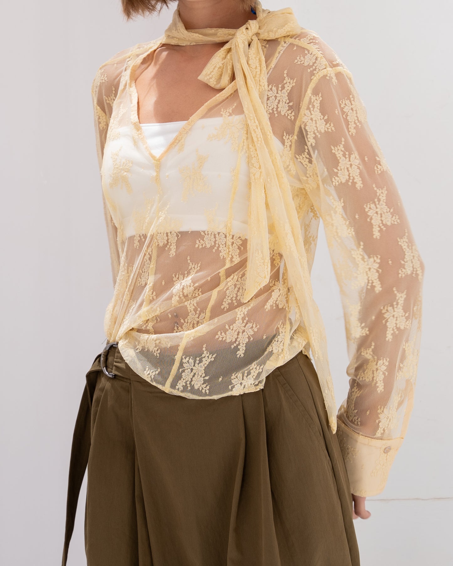 Sheer Floral Scarf Top