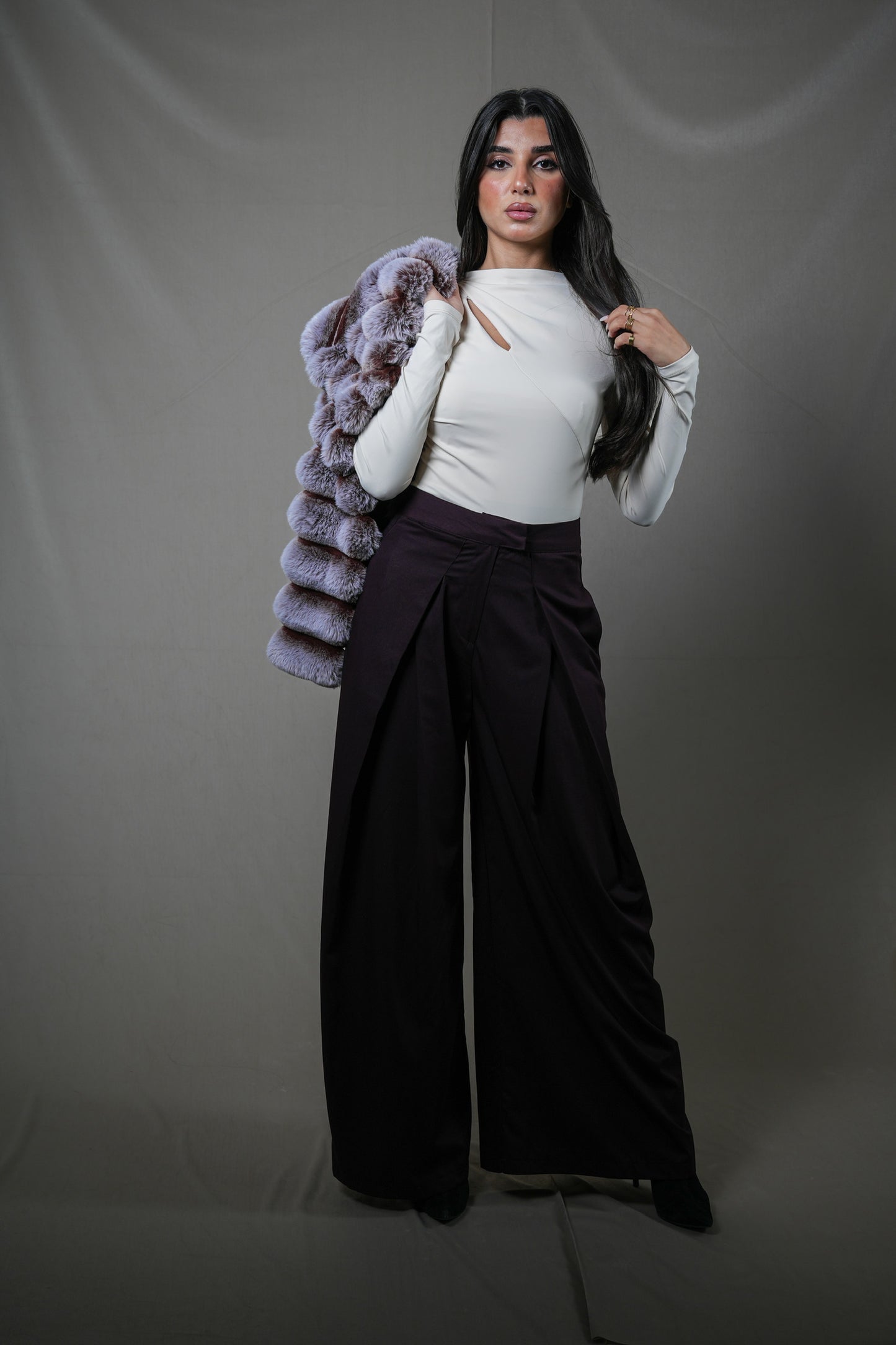Drape-front pants