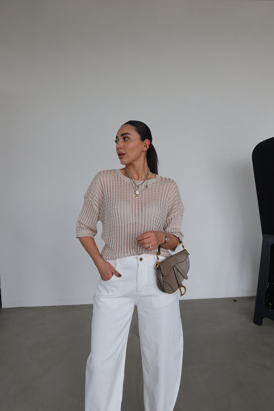 Textured Mesh Knit Tee