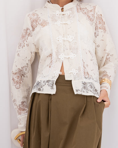 Mandarin Collar Lace Blouse