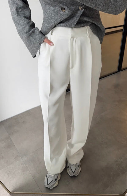 Ivory Tailored Wide-Leg Pants