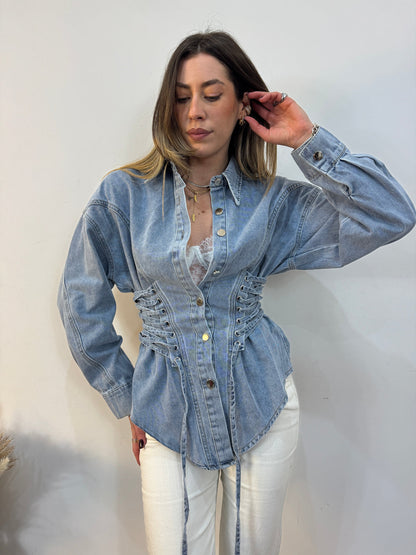 Lace-Up Corset Denim