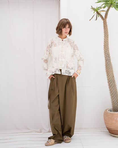 Mandarin Collar Lace Blouse