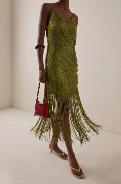 Fringes Asymmetrical Maxi Dress