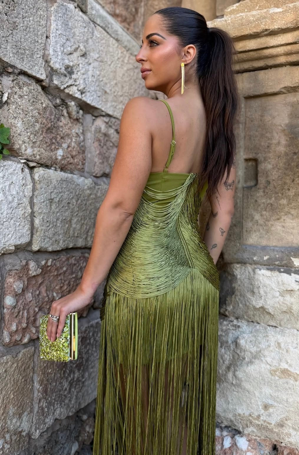 Fringes Asymmetrical Maxi Dress