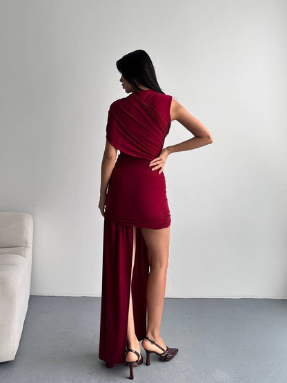 Asymmetric Ruched Dress