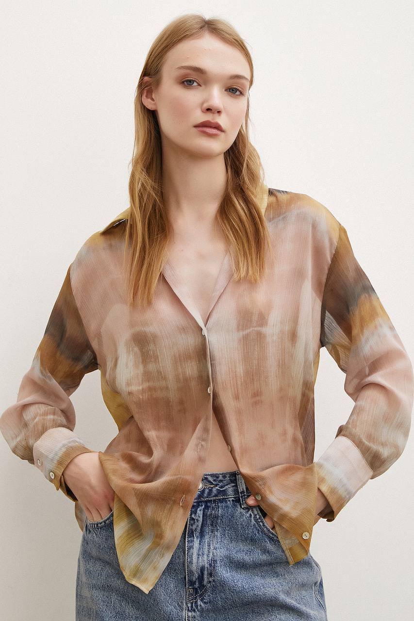 Sheer Abstract Blouse