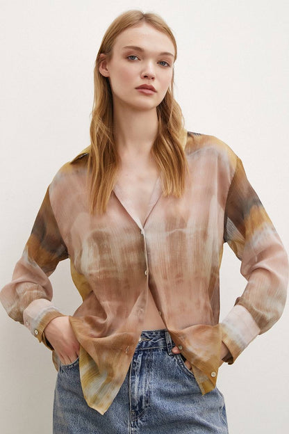 Sheer Abstract Blouse