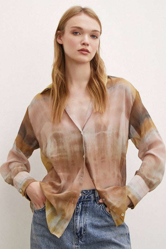Sheer Abstract Blouse
