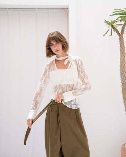 Sheer Floral Scarf Top