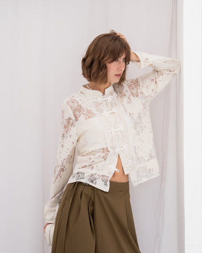 Mandarin Collar Lace Blouse