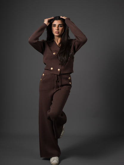 Gold-Button Knit Set