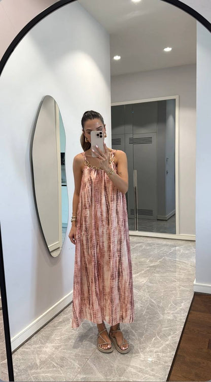 Gold Chained Printed Dress