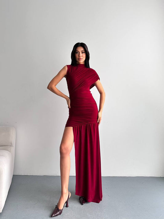 Asymmetric Ruched Dress
