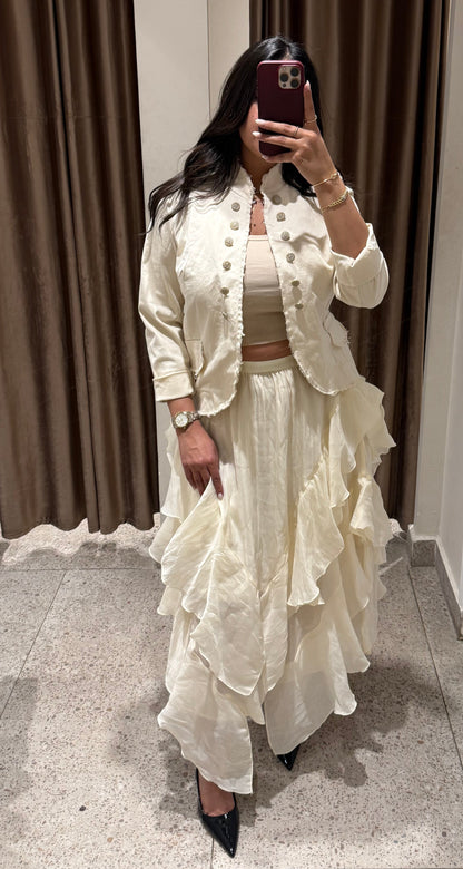Ruffled High-Low Skirt