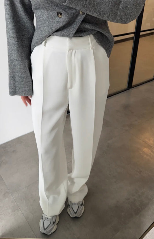 Ivory Tailored Wide-Leg Pants