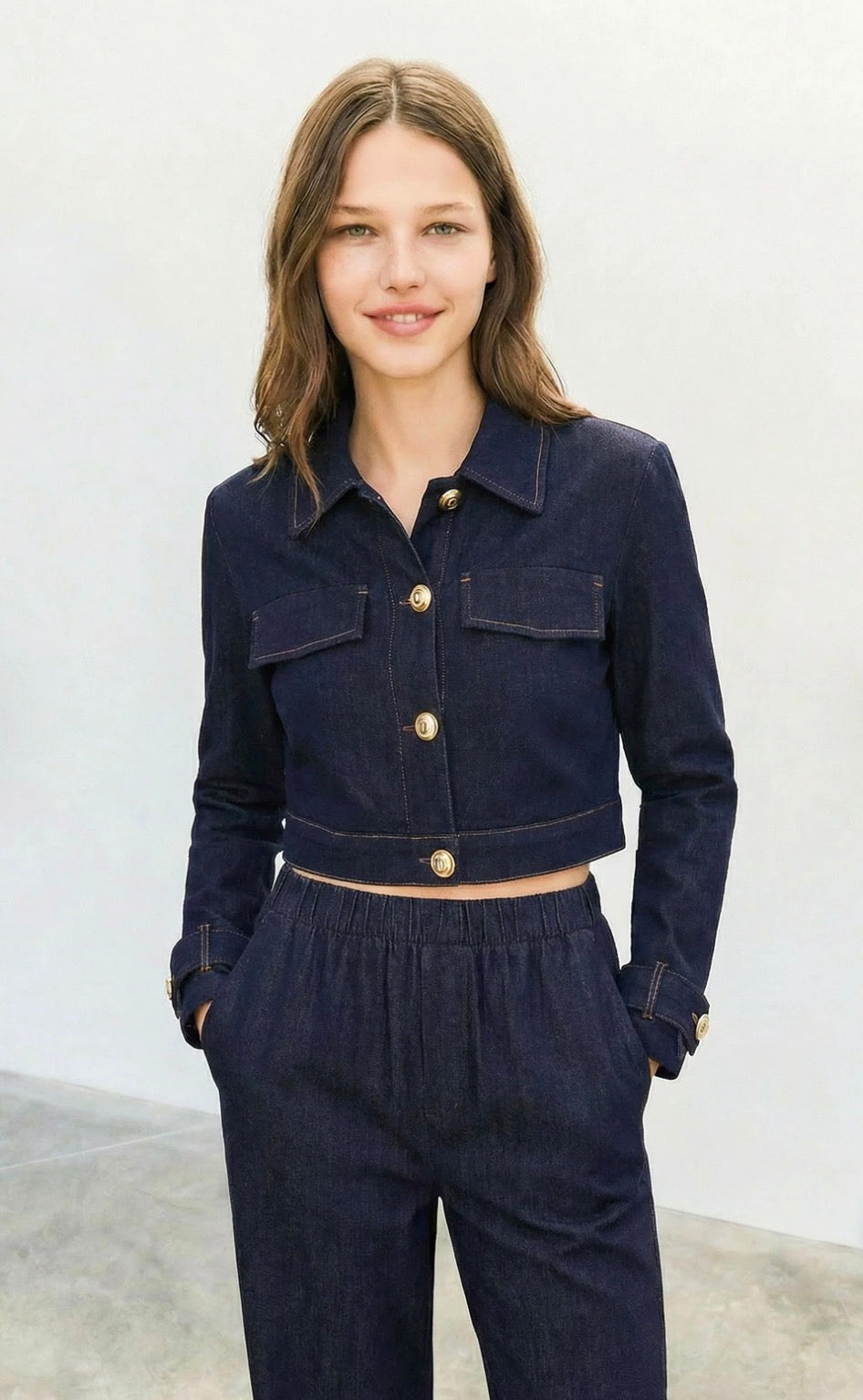 Buttoned Denim Set