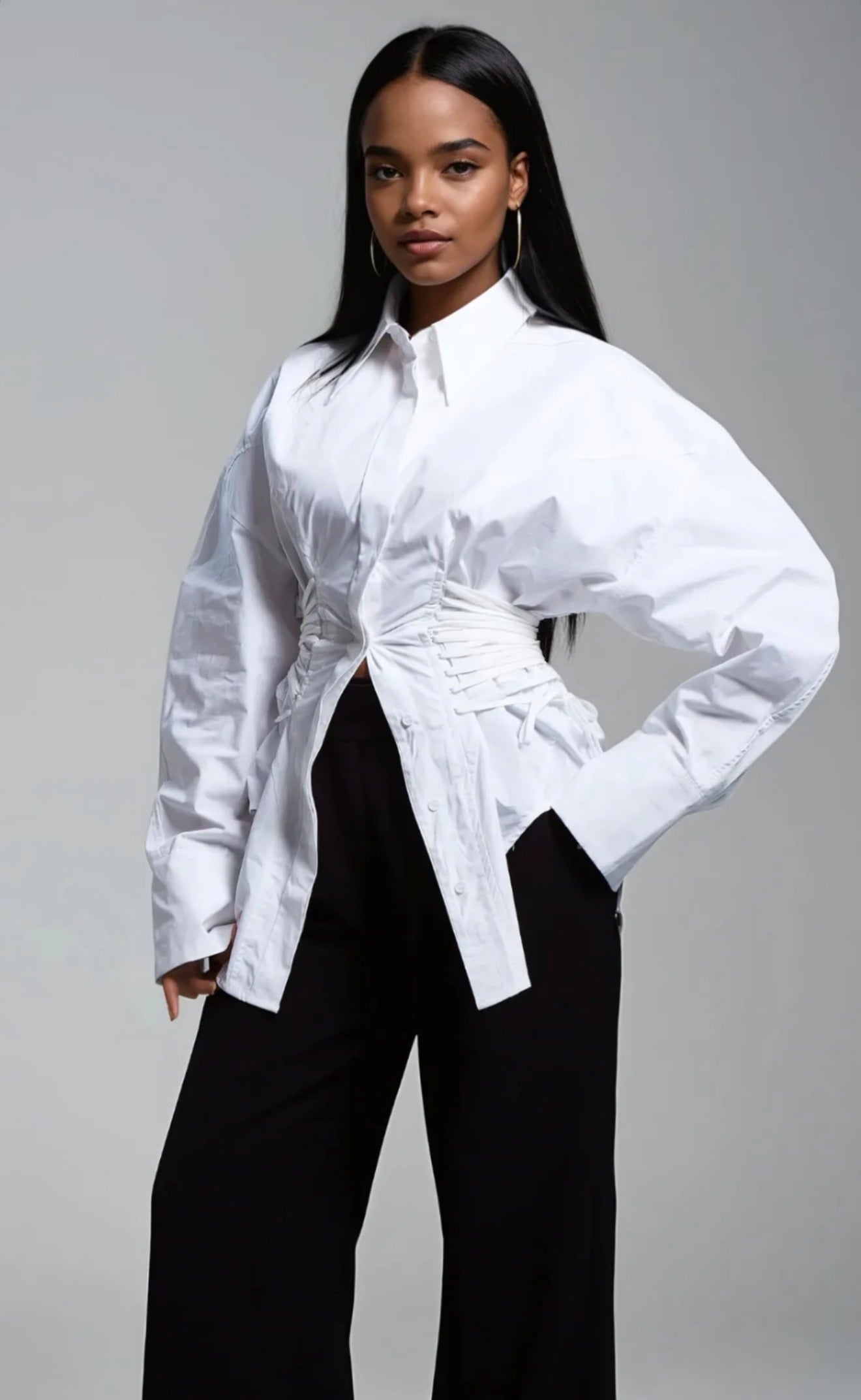 Lace-Up Corset Shirt