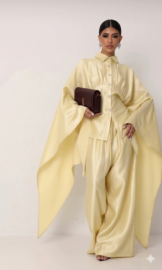 Pastel Satin Cape Set